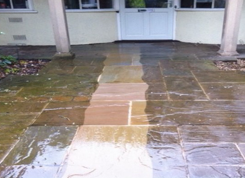 Newly block paved garden area